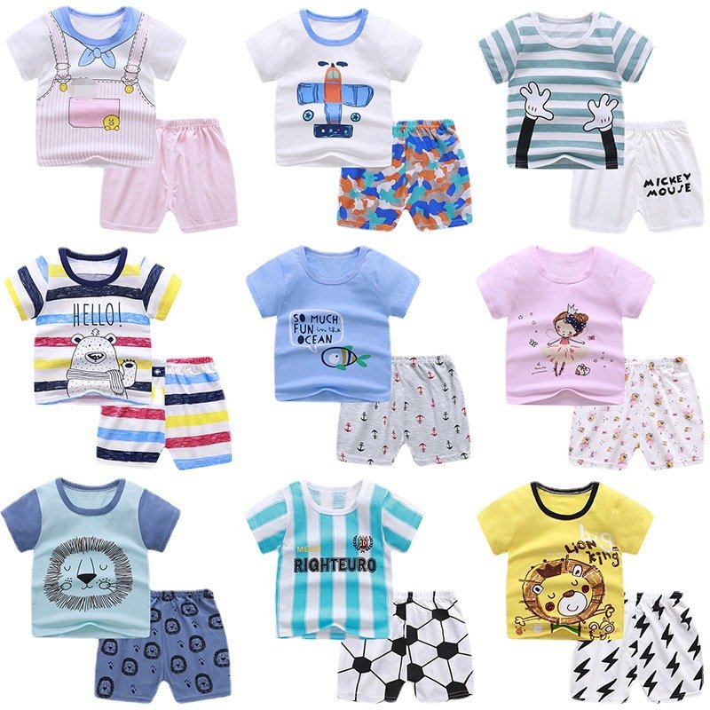 Hot Sale Cheap Baby Boy Clothes 2pcs Set Toddler Summer Baby Boy T-shirt Strap Shorts Boys Boutique Outfits