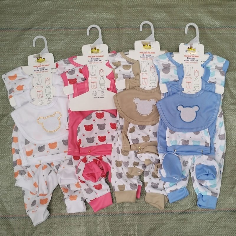 2024 New Born Baby Clothes Unisex Bodysuits Sets 8pcs Designer New Born Baby Clothes Comfort Infant Outfit Baby Essentials