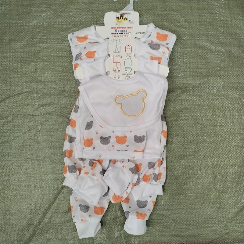 2024 New Born Baby Clothes Unisex Bodysuits Sets 8pcs Designer New Born Baby Clothes Comfort Infant Outfit Baby Essentials