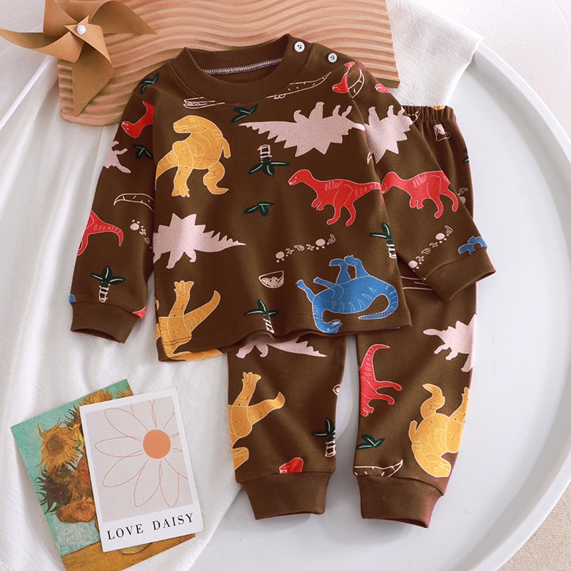 Autumn and winter children's underwear set pure cotton baby boy autumn clothes autumn trousers spring baby pajamas home Clothes