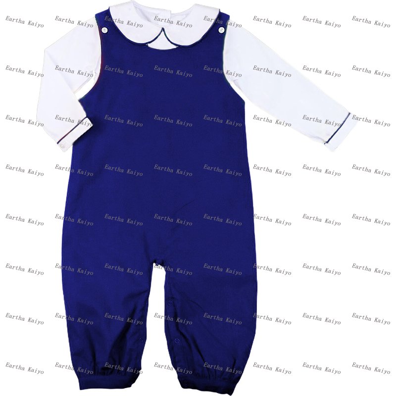 kids clothes set 2pieces Corduroy cotton Christmas peter pan collar shirts monogram winter baby knit rompers