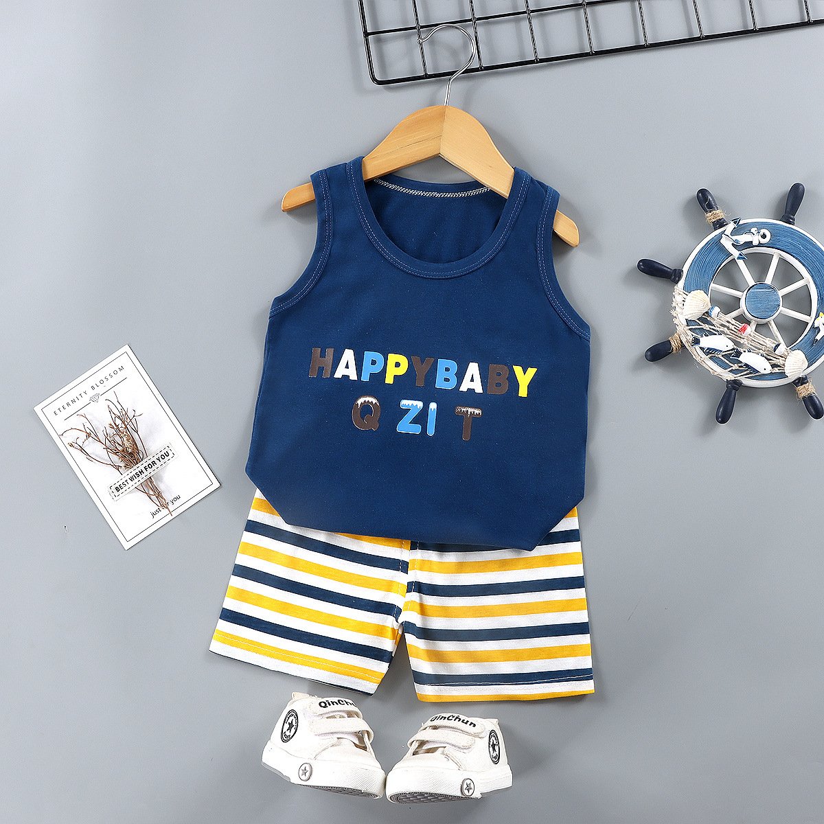 New children's vest summer suit boys and girls shorts sleeveless top baby pajamas Korean version