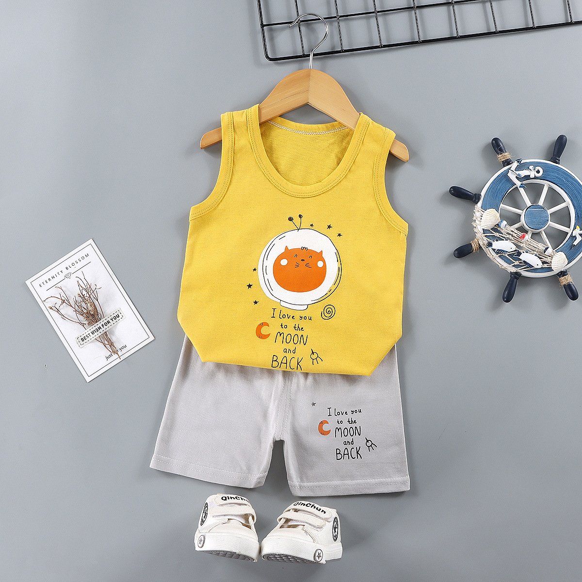 New children's vest summer suit boys and girls shorts sleeveless top baby pajamas Korean version