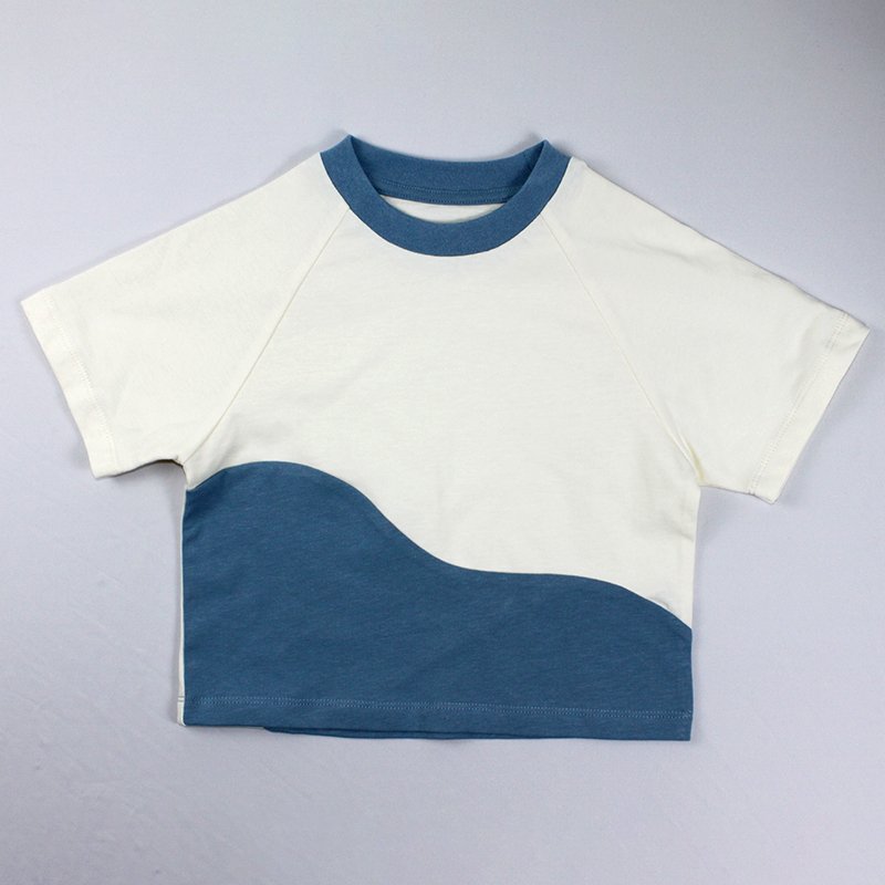 Boys clothing set youth boy 100% cotton t-shirt high quality boy light blue suit tshirt and shorts set unisex