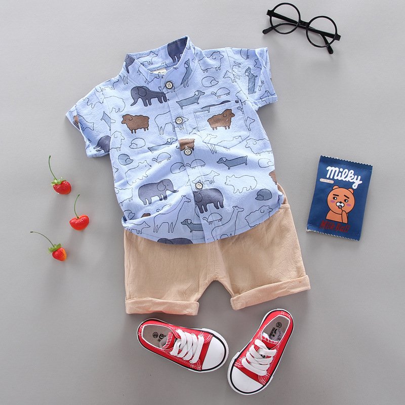 Hight Quality Summer Baby Clothing Sets Children's tshirts Suit Cotton Boy short sleeve custom t shirt With Pants Kids Sets
