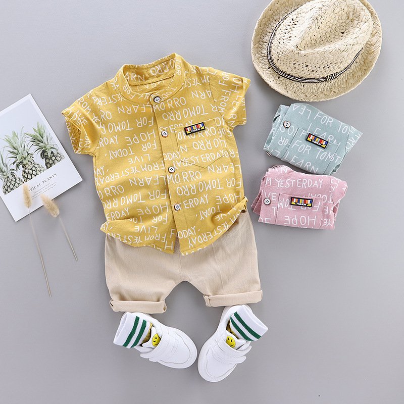 Hight Quality Summer Baby Clothing Sets Children's tshirts Suit Cotton Boy short sleeve custom t shirt With Pants Kids Sets