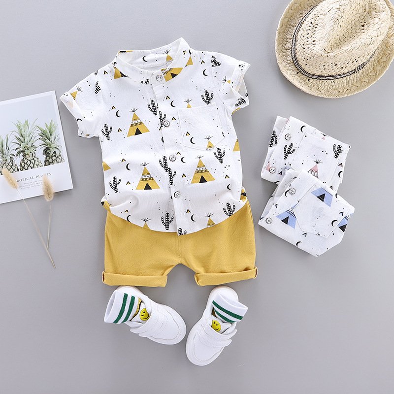 Hight Quality Summer Baby Clothing Sets Children's tshirts Suit Cotton Boy short sleeve custom t shirt With Pants Kids Sets