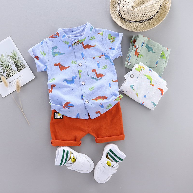 Hight Quality Summer Baby Clothing Sets Children's tshirts Suit Cotton Boy short sleeve custom t shirt With Pants Kids Sets