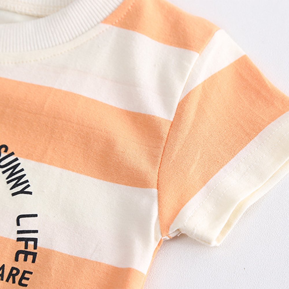 Hot Sale Crocodile Print Pullover Summer Kids Suit Cartoon Cute Boy Clothing Set High Quality Striped 2 Piece Kids Clothing