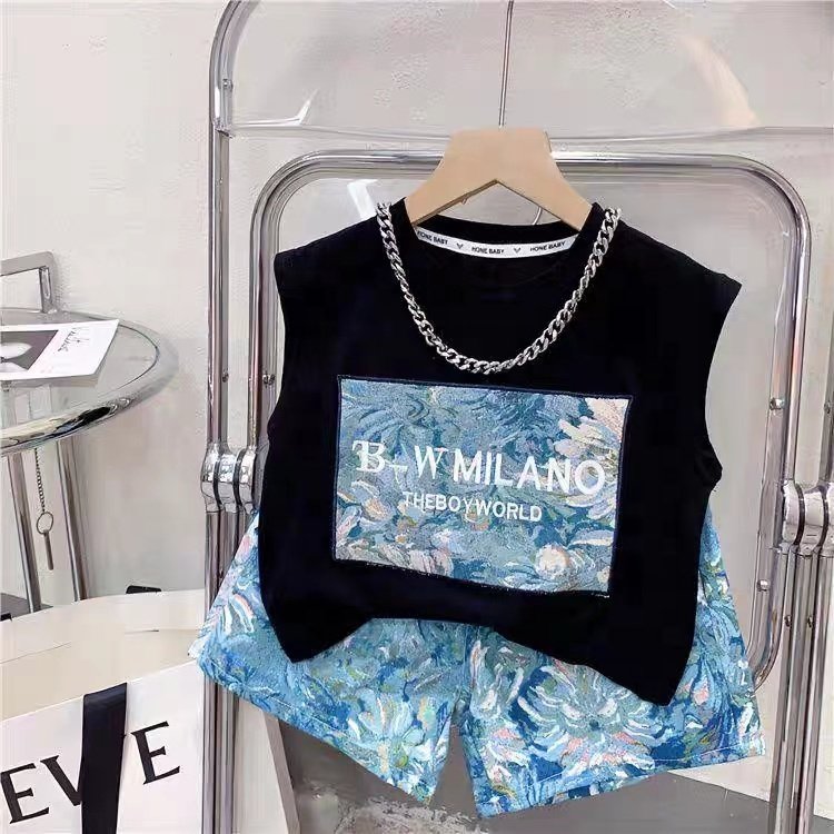 Wholesale Mixed Summer Boys Girls Kids Tank Top Shorts Garment Stock Lot Clothes Set