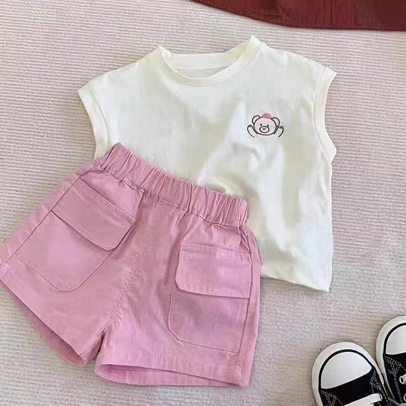 Wholesale Mixed Summer Boys Girls Kids Tank Top Shorts Garment Stock Lot Clothes Set