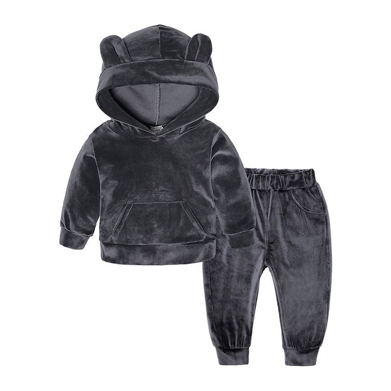 Sports baby boy clothes set kids fall clothing hoodie velour children kids tracksuit