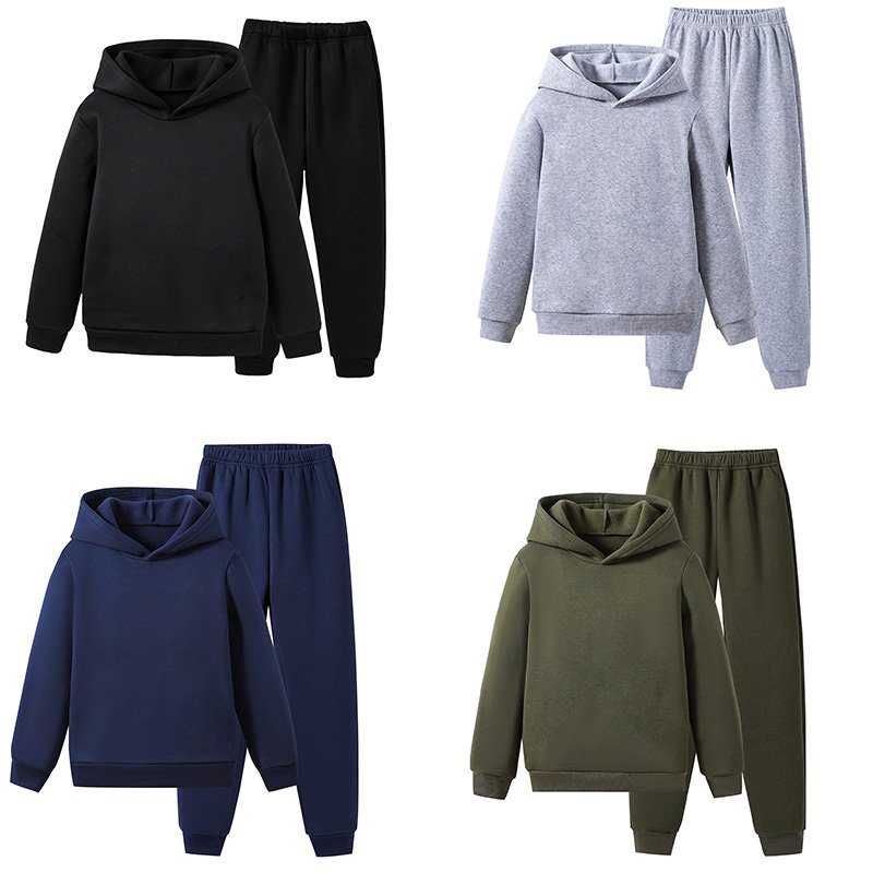 Unisex Children's Sports Suit Full-Sleeved Hoodie & Pants Set for Spring Autumn Winter Boys' 2-Piece Casual Clothing