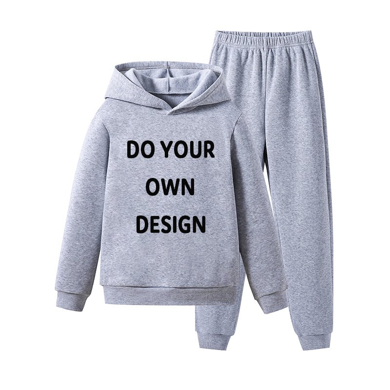 Unisex Children's Sports Suit Full-Sleeved Hoodie & Pants Set for Spring Autumn Winter Boys' 2-Piece Casual Clothing