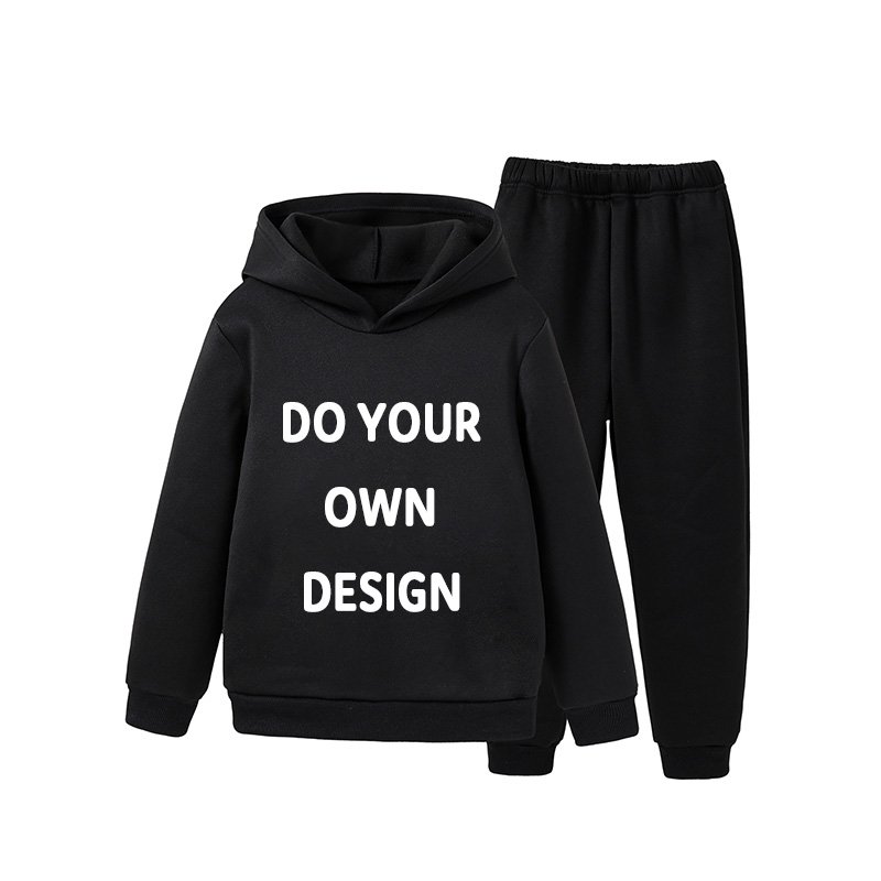 Unisex Children's Sports Suit Full-Sleeved Hoodie & Pants Set for Spring Autumn Winter Boys' 2-Piece Casual Clothing