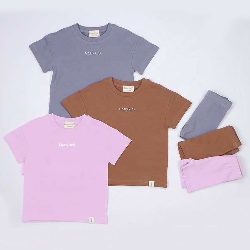 Organic Unisex Crewneck Short Sleeve Kids Clothing Active Style Girls Boys Clothing Sets Printed Baby Clothing Product