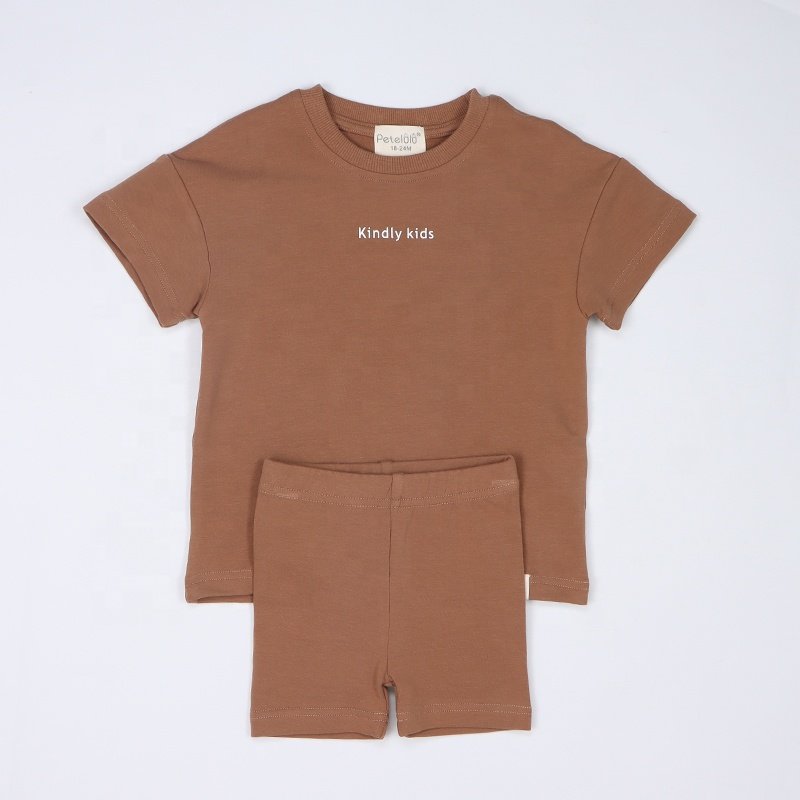Organic Unisex Crewneck Short Sleeve Kids Clothing Active Style Girls Boys Clothing Sets Printed Baby Clothing Product