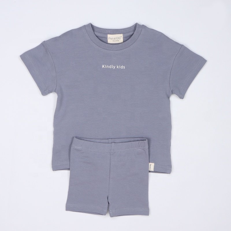 Organic Unisex Crewneck Short Sleeve Kids Clothing Active Style Girls Boys Clothing Sets Printed Baby Clothing Product