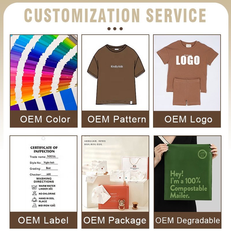 Organic Unisex Crewneck Short Sleeve Kids Clothing Active Style Girls Boys Clothing Sets Printed Baby Clothing Product
