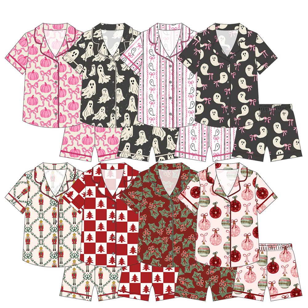Comfortable Halloween kids summer and autumn collar pajamas baby boys cotton sets nightwear for kids outfit clothes