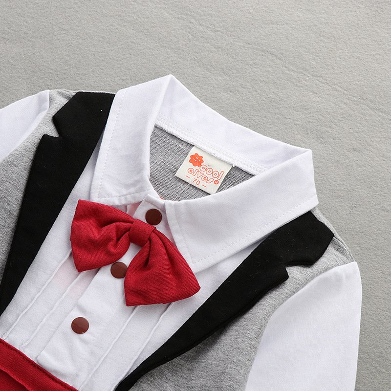 summer kids clothes Baby Boys Tuxedo Gentleman Onesie Romper Jumpsuit Baptism Dress Boy BBRS-002