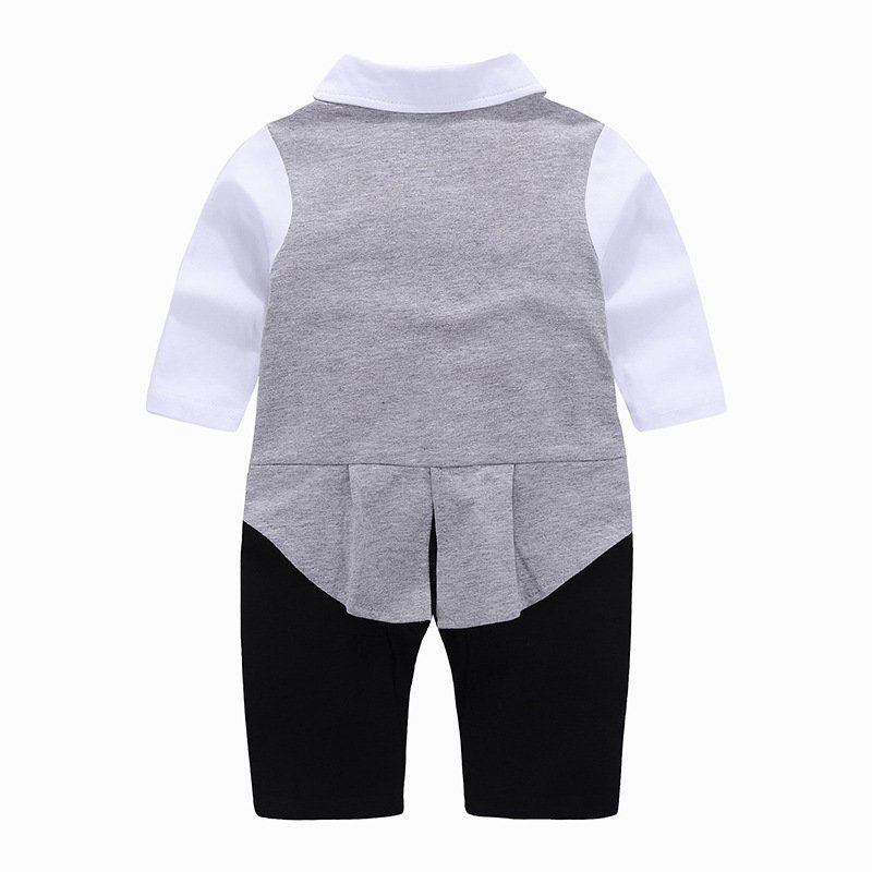 summer kids clothes Baby Boys Tuxedo Gentleman Onesie Romper Jumpsuit Baptism Dress Boy BBRS-002