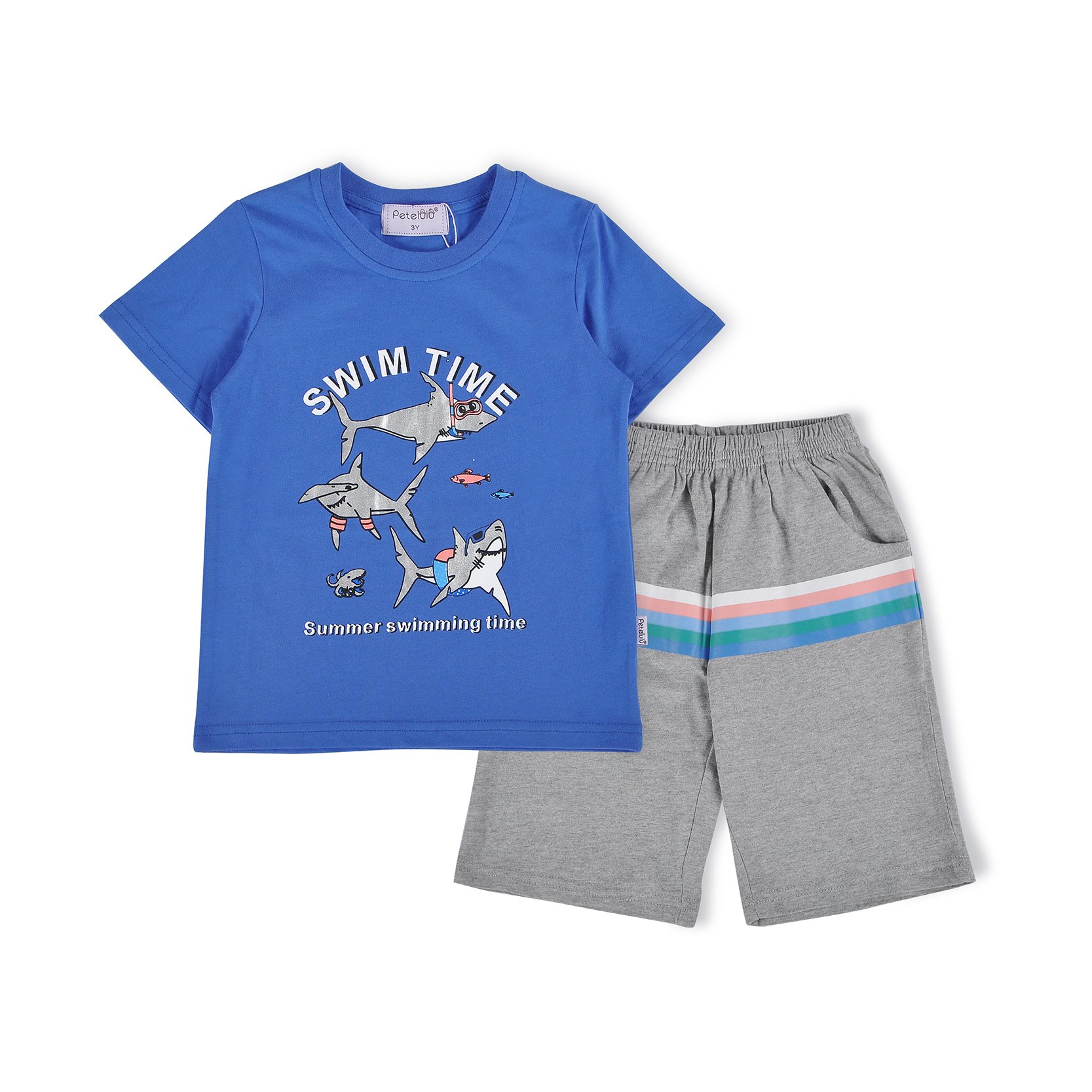 Summer Boutique Fashion Cute Kids Clothes Short Sleeve Children T Shirt Plain Branded Baby Boys Clothing Set