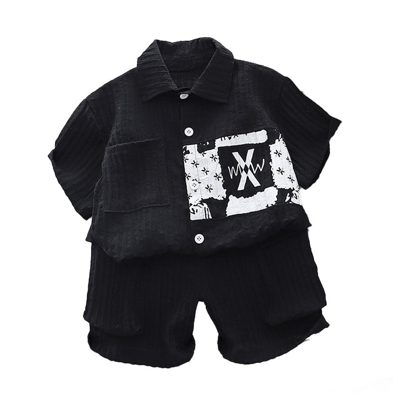 Breathable Children's Clothes Suit Summer Boy Clothes Letter Print Shirt And Pants Children Clothing Kid Clothing sets