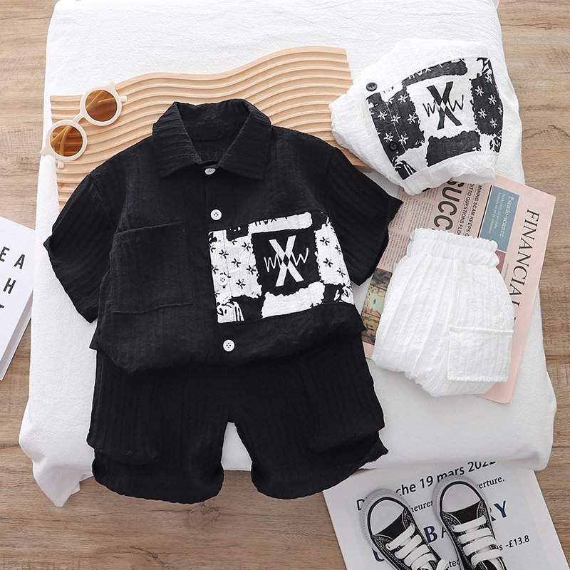 Breathable Children's Clothes Suit Summer Boy Clothes Letter Print Shirt And Pants Children Clothing Kid Clothing sets