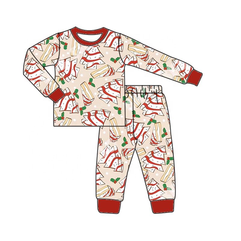 2024 new baby clothing kids cotton Christmas plaid printed pajama set comfortable long sleeved set for boys and girls
