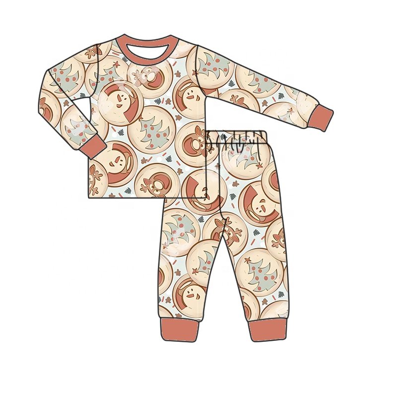 2024 new baby clothing kids cotton Christmas plaid printed pajama set comfortable long sleeved set for boys and girls