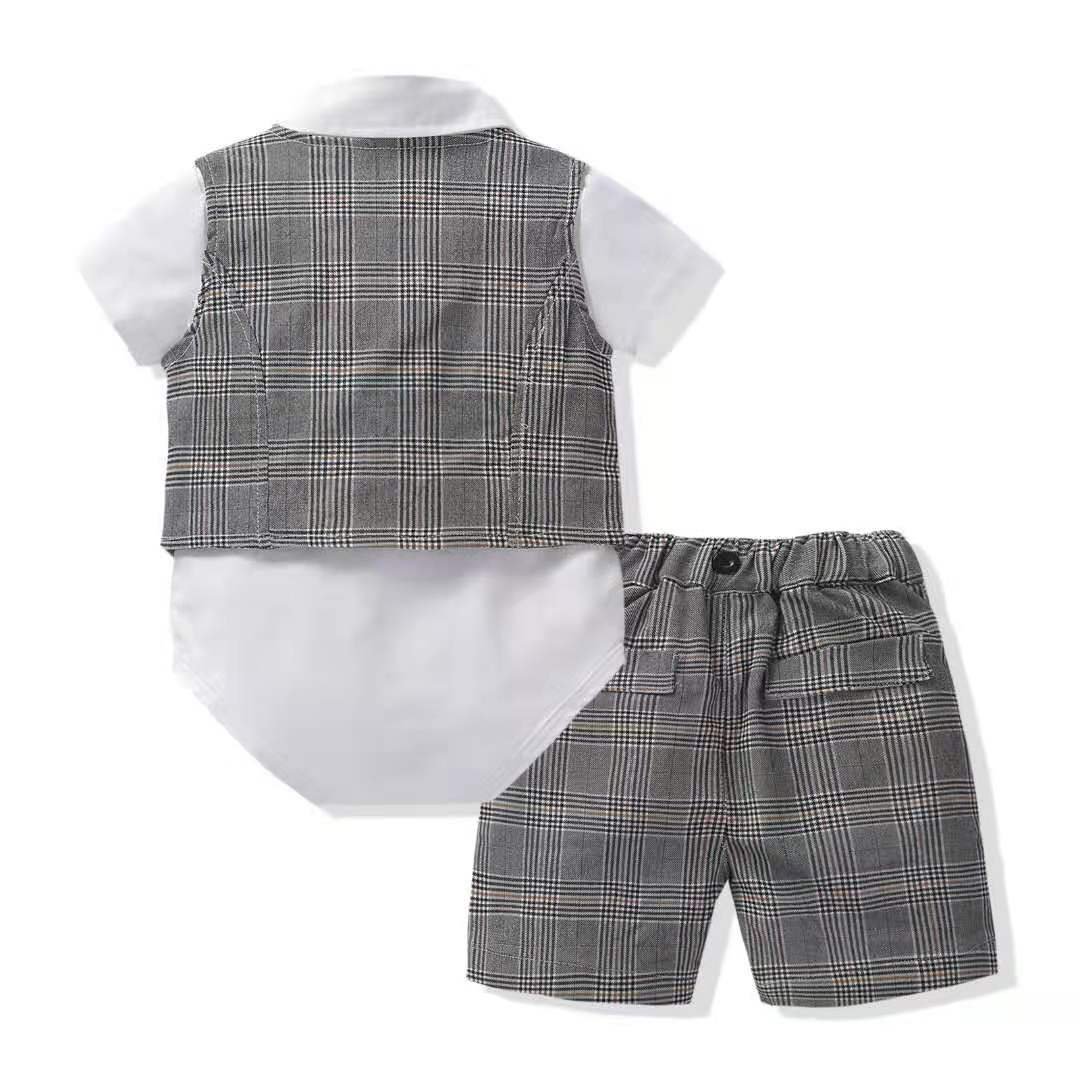 wholesale china manufacturers cotton plaid design children clothing romper sets baby clothes designer