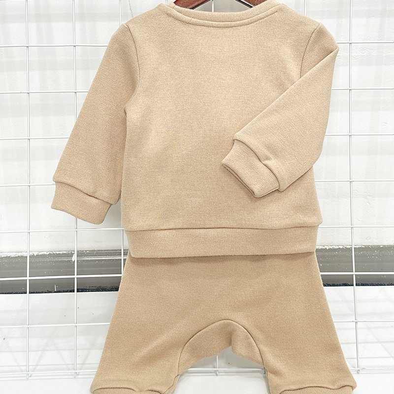 Cute Animal Long Sleeve Kids Winter Boys Clothing Warm Two Pieces Sweatshirt Pants Baby Clothes Set