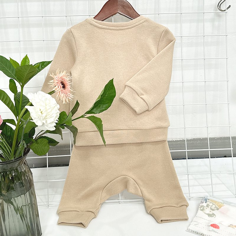 Cute Animal Long Sleeve Kids Winter Boys Clothing Warm Two Pieces Sweatshirt Pants Baby Clothes Set