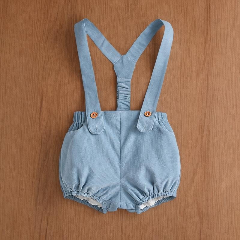Wholesale Children's Spring Autumn Boys Outfits Toddler Clothing Sets Printed White Shirt Overalls Shorts Baby Suits Kids