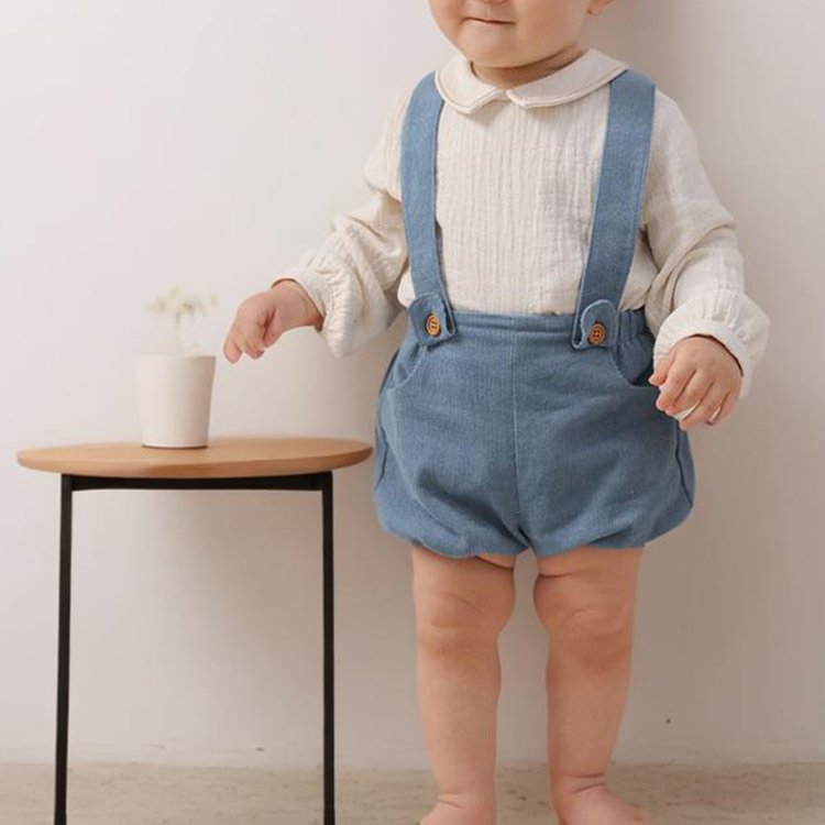 Wholesale Children's Spring Autumn Boys Outfits Toddler Clothing Sets Printed White Shirt Overalls Shorts Baby Suits Kids