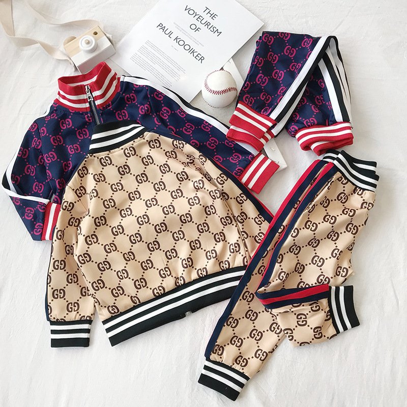 Spring autumn kids sweatsuit sets new style luxury kids clothing sets fashion printing kids clothing sets for boys and girls