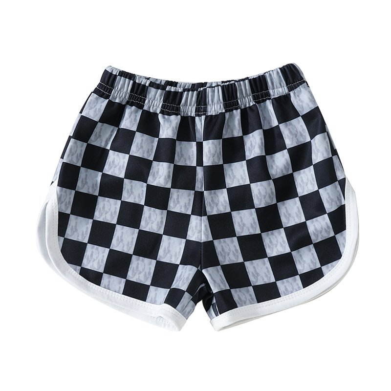 Trending Checkered Print Sleeveless Tank Vest Tops Elastic Shorts Kids Summer Clothes Mama Boy Outfits For Kids Boy