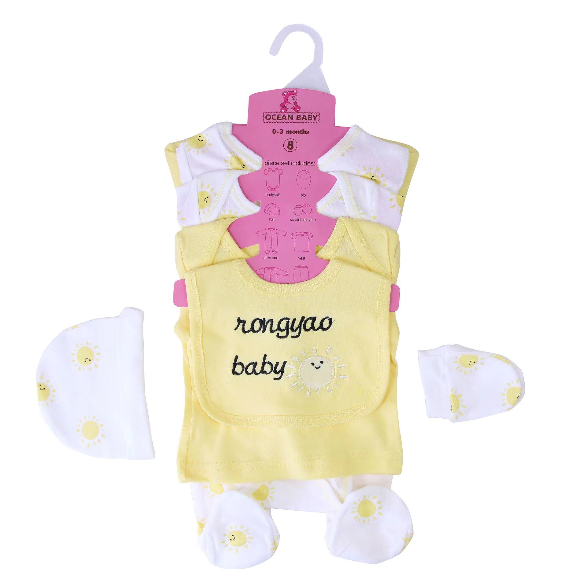 Toddler Baby Boys Girls Clothes Newborn Infant Short Sleeve Outfit Summer 8 Pieces Clothing Set