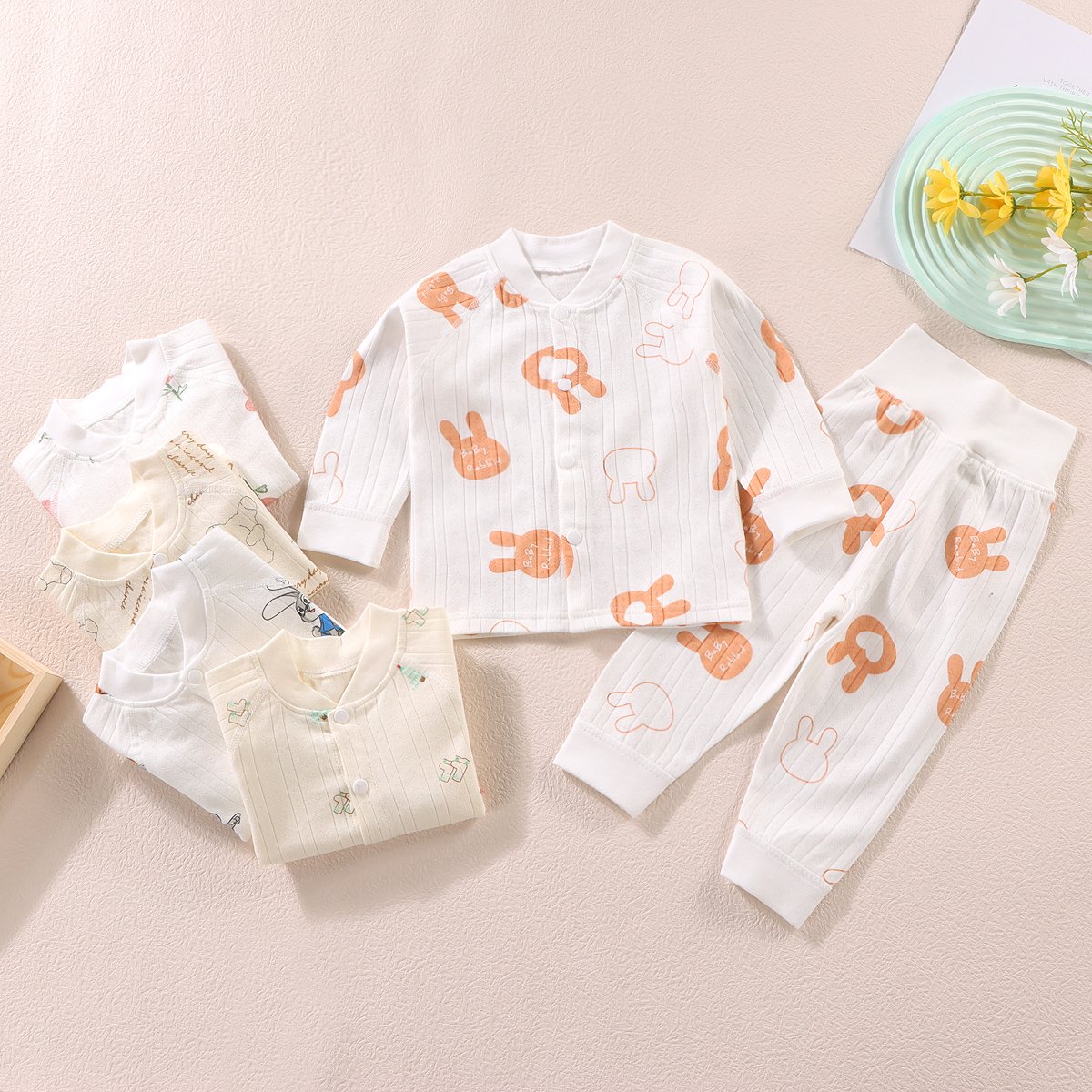 Hot Sale Casual Kid's Long-sleeved Long Pants Sets cotton Children Clothing Suit
