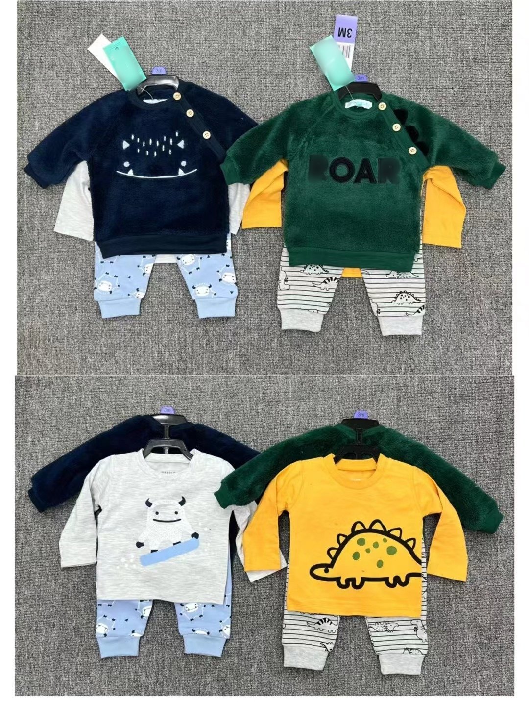 Wholesale 2024 New Style Newborn Cartoon Cute Long Sleeves And Pants Sets Baby 3 Piece Set Newborn Cotton Soft Set 0-24m