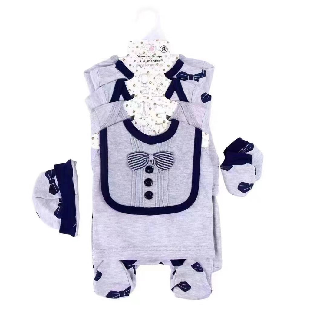 5 pcs set newborn baby clothes outfit gift romper jumpsuit body jumpsuit bib wholesale kids clothes cotton boutiques stock