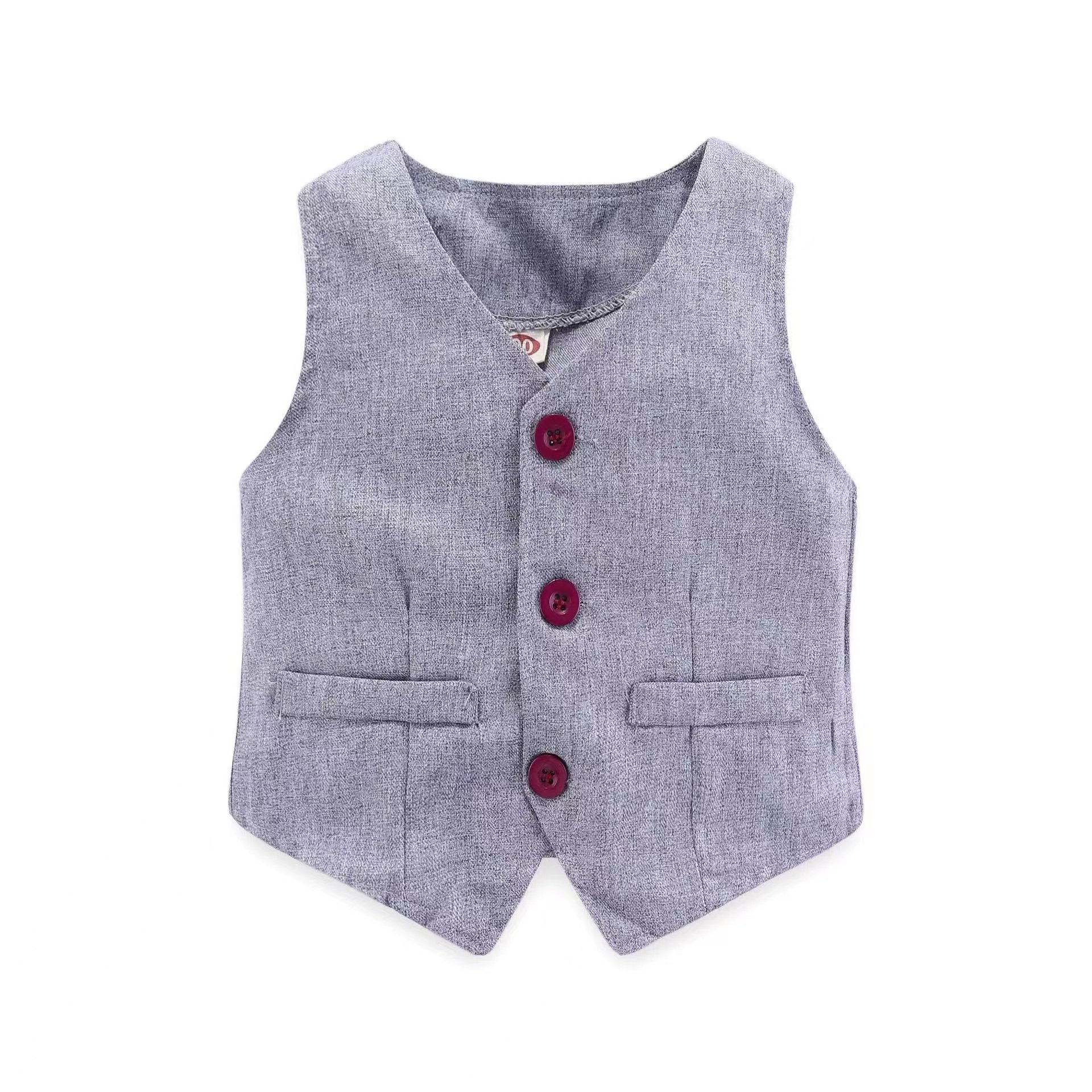 Custom Baby Boys Formal Gentleman Suit Kids Clothing Romper Suspenders Shorts Wedding Outfit