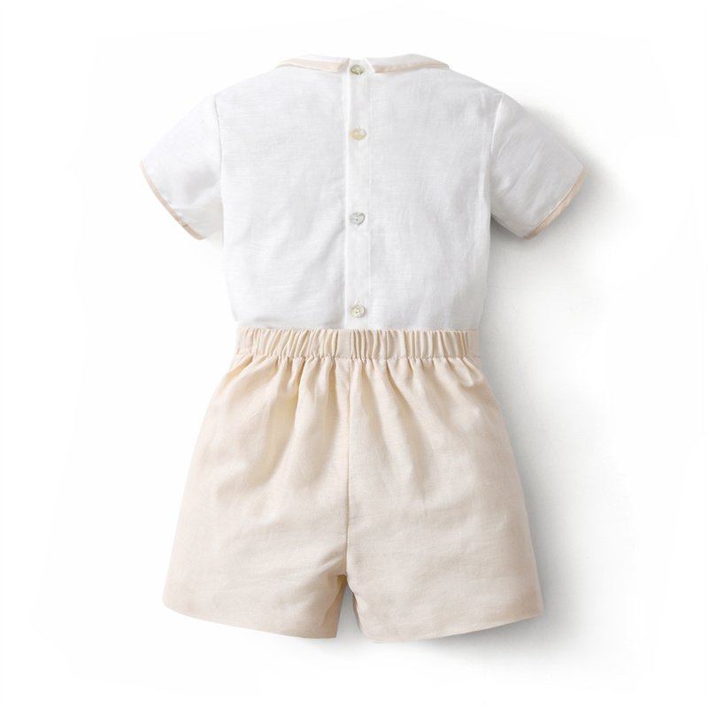 Custom OEM Summer Kids Set Wear Peter Pan Collar Shirt Shorts Children Outfit Boutique Baby Clothes Toddler Boys Clothing Set