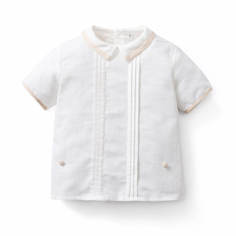 Custom OEM Summer Kids Set Wear Peter Pan Collar Shirt Shorts Children Outfit Boutique Baby Clothes Toddler Boys Clothing Set