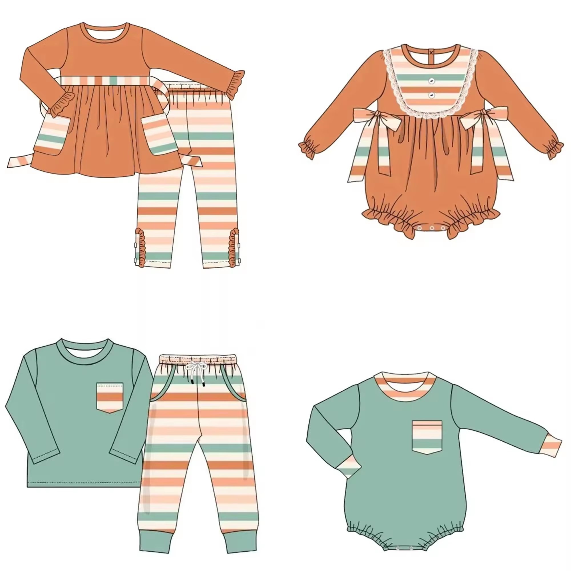 newest baby children boutique clothes digital printing christmas pattern design good quality kids clothes set