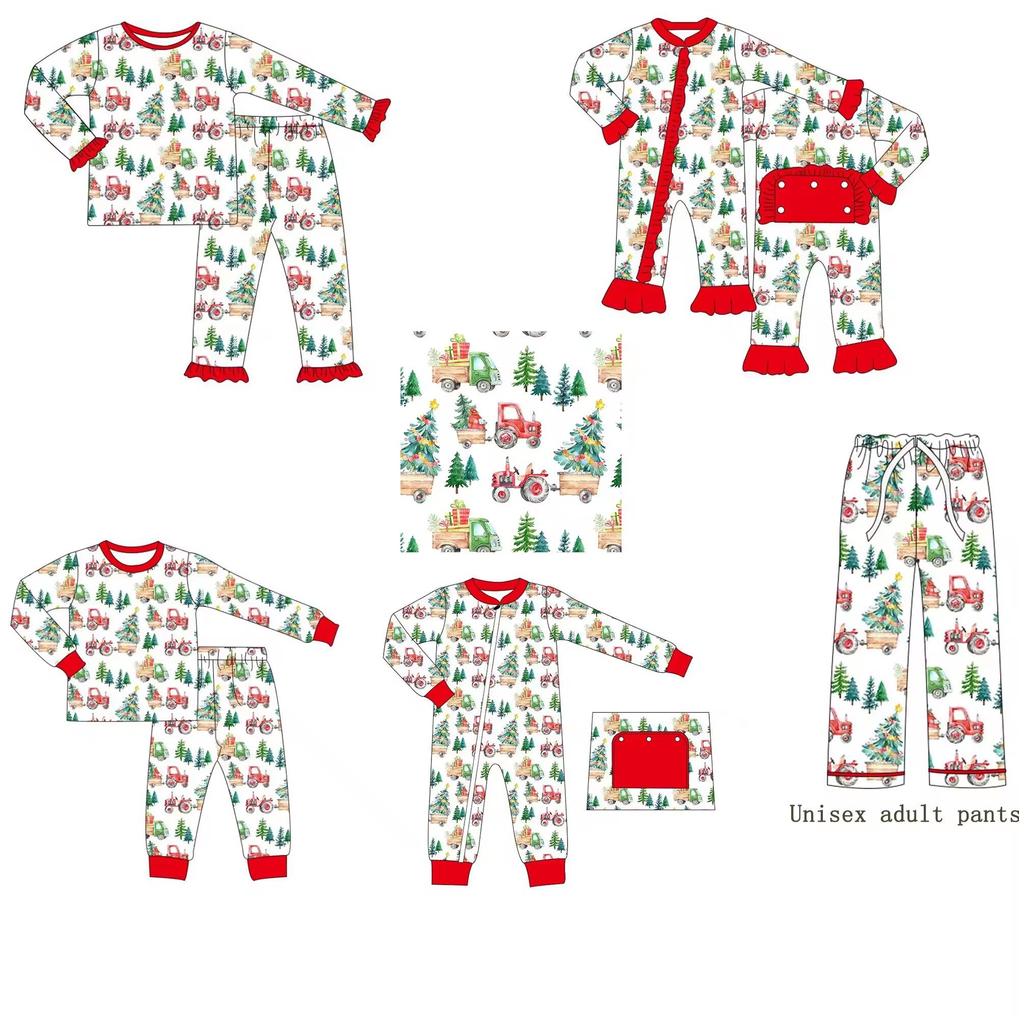 newest baby children boutique clothes digital printing christmas pattern design good quality kids clothes set