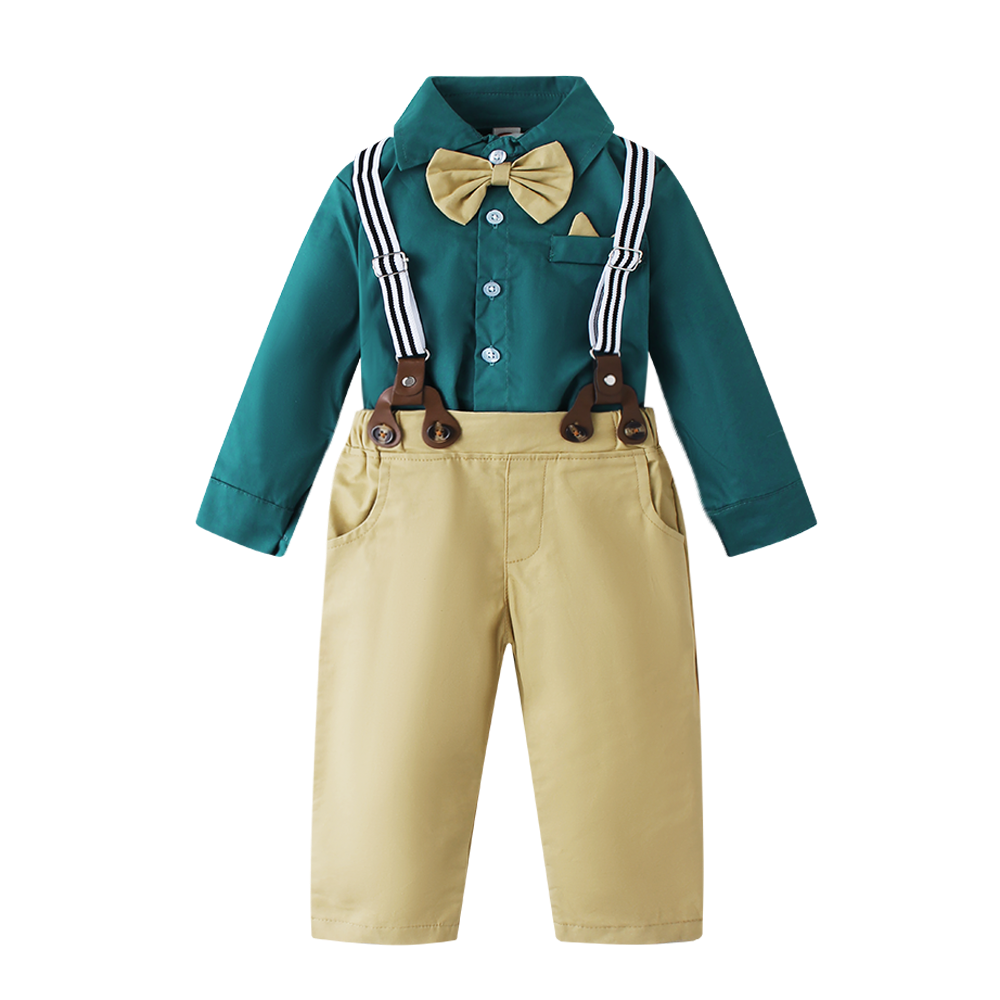 Wholesale Kids Clothes Sets Baby Boys Gentleman Outfits Overalls Suits Infant Woven Cotton Toddler Clothing Sets