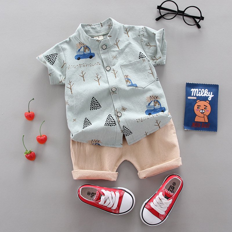 Fashion Summer Factory Children's Clothing Dinosaur Polo Shirts With Pants Shorts Summer Boy Clothes Little Boy Clothes