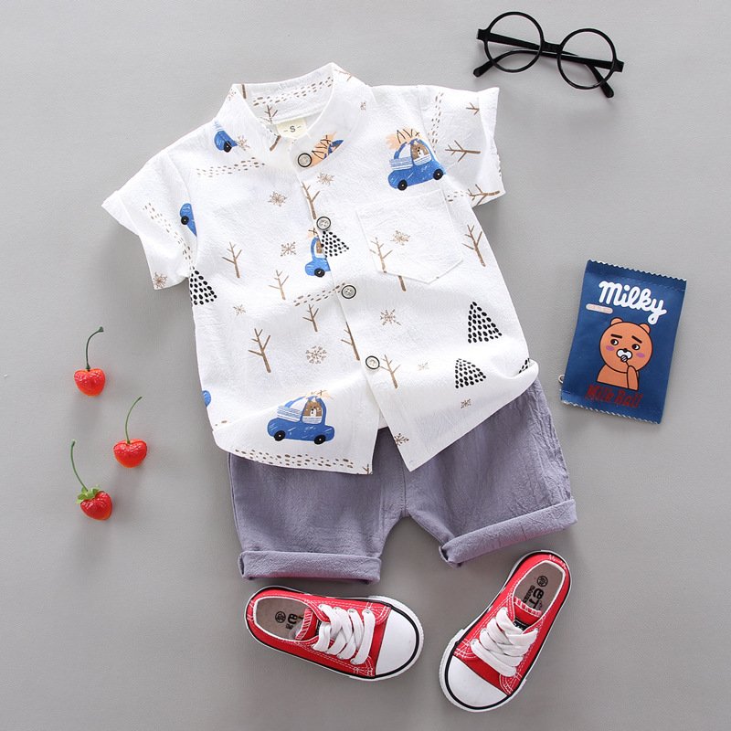 Fashion Summer Factory Children's Clothing Dinosaur Polo Shirts With Pants Shorts Summer Boy Clothes Little Boy Clothes